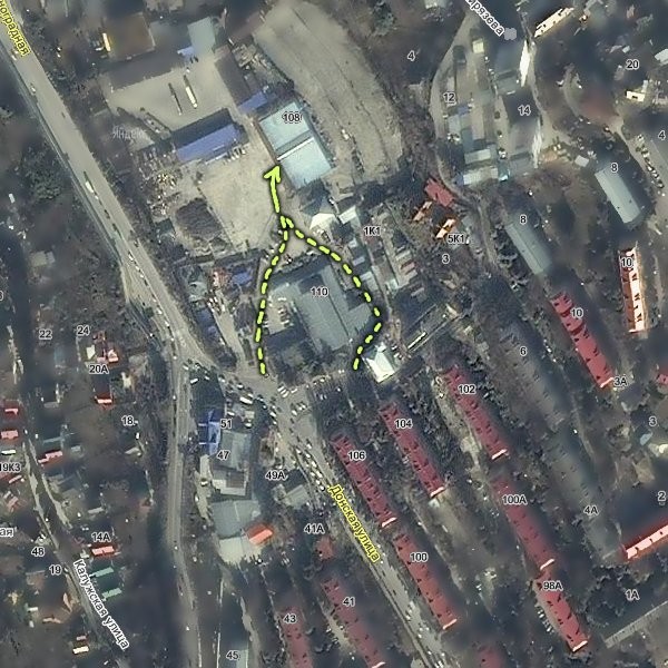 карта прохода к ТЦ Новая заря