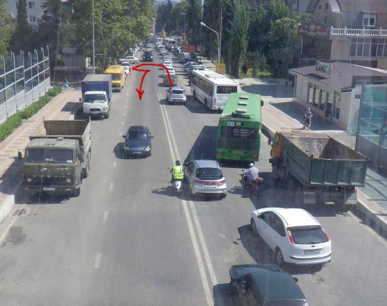 попытка развернуться на Пасечную после развязки Виноградная-Донская