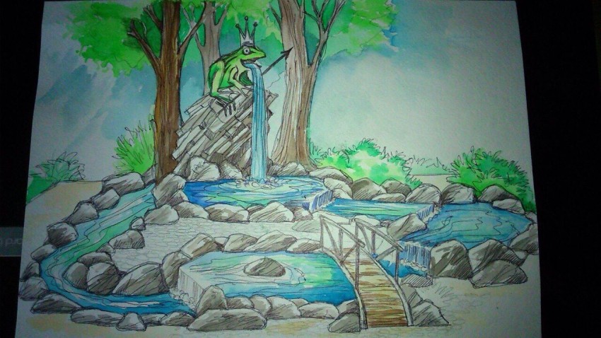 водопад в Эко Парке Вотчина, Волковка