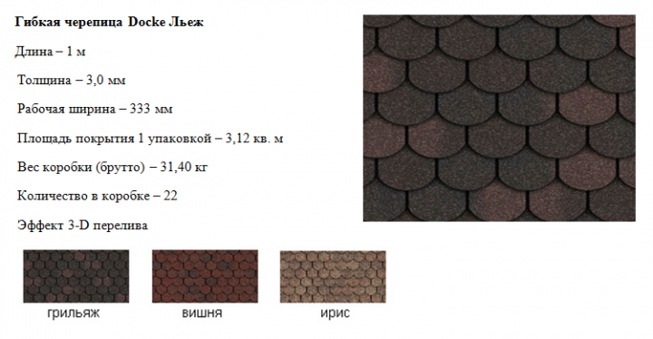 Гибкая битумная черепица Döcke для скатных кровель.