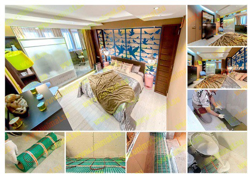 Укладка теплого пола под плитку или под ламинат.