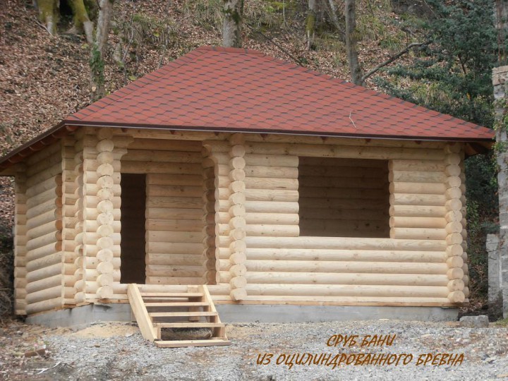 Дом, баня , беседка из оцилиндрованного бревна(строительство)