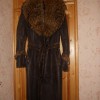 Удлиненная дубленка/мех енот