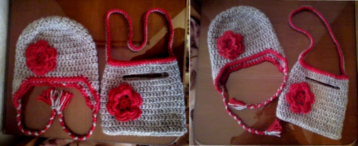 Вязаные шапочки, пинетки, сумочки