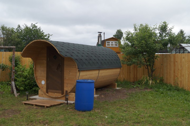 Баня бочка из термодревесины