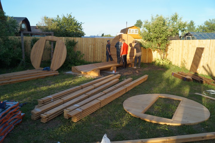 Баня бочка из термодревесины