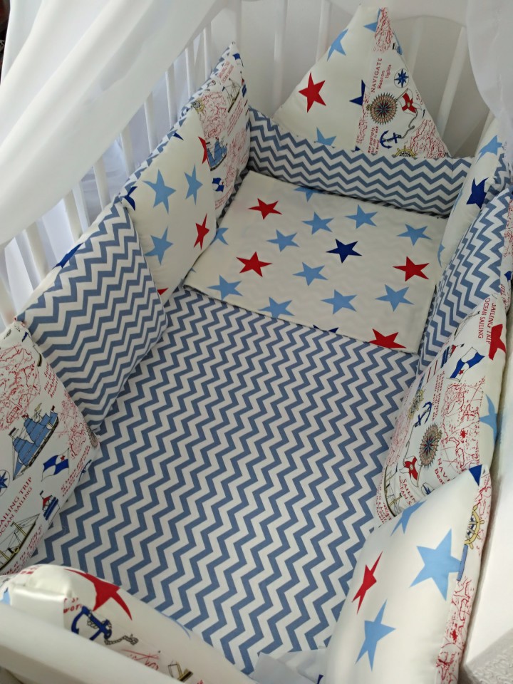 Бортики в кроватку, гнездышки для сна, конверты на выписку и пр.