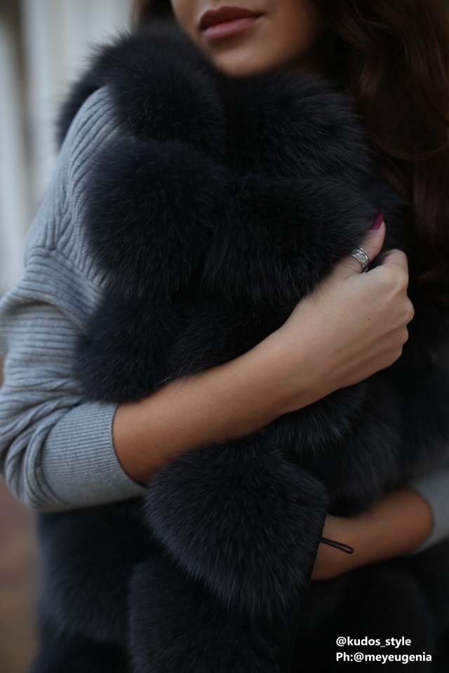 Жилет из песца + натур замша ЛЮКС