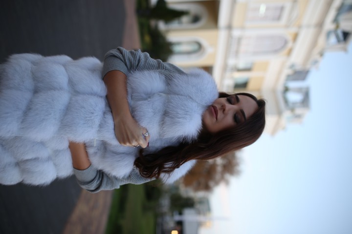 Жилет из песца + натур замша ЛЮКС