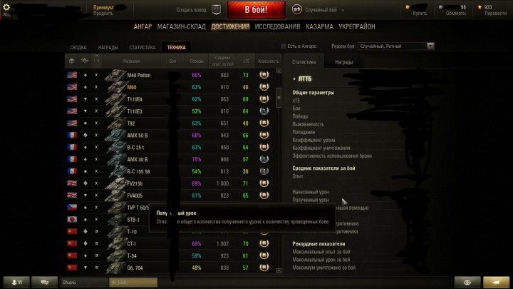 Продам акк в танках (world of tanks) 59%побед,2300WN8,30 топов,и